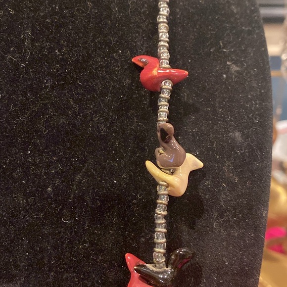 Vintage Bird Fetish Necklace. Birds Are Cold. Glass,Ceramic Etc. - Picture 6 of 11